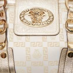 Versace Gold Signature Fabric and Leather Medusa Satchel