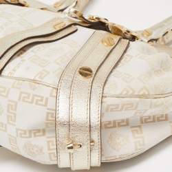 Versace Gold Signature Fabric and Leather Medusa Satchel
