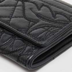 Versace Black Quilted Leather Flap Continental Wallet