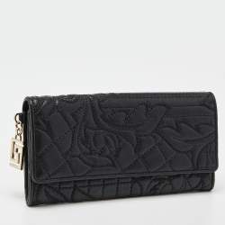 Versace Black Quilted Leather Flap Continental Wallet