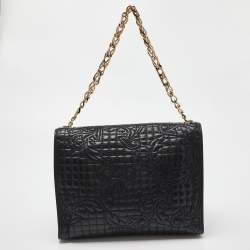 Pre Owned Versace Black Leather Tassel Medusa Shoulder Bag