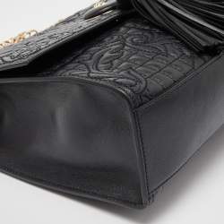 Pre Owned Versace Black Leather Tassel Medusa Shoulder Bag