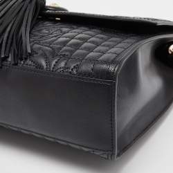 Pre Owned Versace Black Leather Tassel Medusa Shoulder Bag