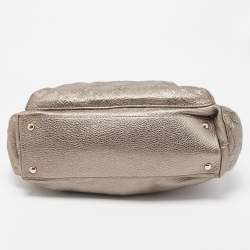Pre Owned Versace Metallic Embossed Leather Front Pocket Shoulder Bag