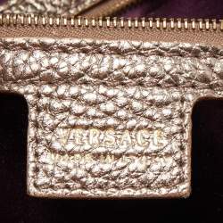 Pre Owned Versace Metallic Embossed Leather Front Pocket Shoulder Bag