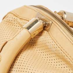 Pre Owned Versace Beige Perforated Leather Venita Bow Satchel 