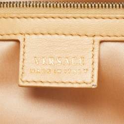 Pre Owned Versace Beige Perforated Leather Venita Bow Satchel 