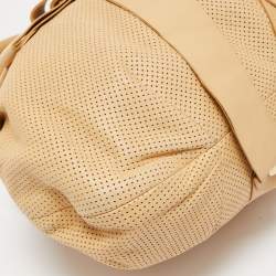 Pre Owned Versace Beige Perforated Leather Venita Bow Satchel 