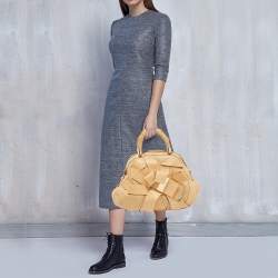 Pre Owned Versace Beige Perforated Leather Venita Bow Satchel 