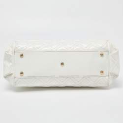 Pre Owned Versace White Quilted Patent Leather Satchel