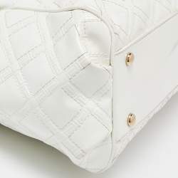 Pre Owned Versace White Quilted Patent Leather Satchel