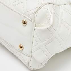 Pre Owned Versace White Quilted Patent Leather Satchel