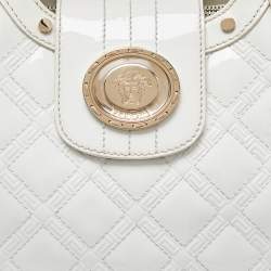 Pre Owned Versace White Quilted Patent Leather Satchel