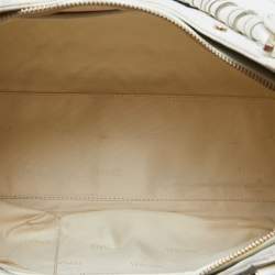 Pre Owned Versace White Quilted Patent Leather Satchel