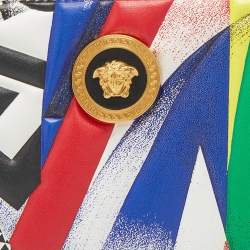 Versace Multicolor Print Leather Zip Around Wallet 