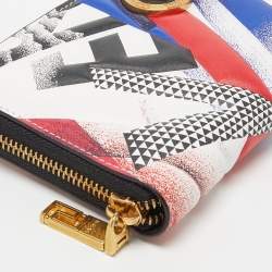 Versace Multicolor Print Leather Zip Around Wallet 