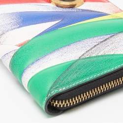 Versace Multicolor Print Leather Zip Around Wallet 