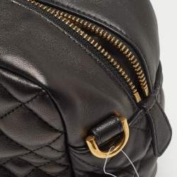 Pre Owned Versace Black Baroque Print Quilted Leather Icon Medusa Bowler Bag