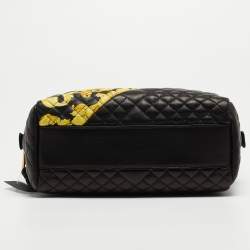 Pre Owned Versace Black Baroque Print Quilted Leather Icon Medusa Bowler Bag