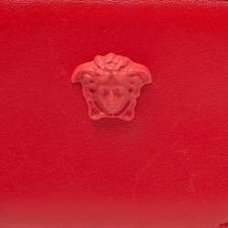 Pre Owned Versace Red Leather Medusa Zip Coin Purse