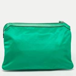 Versace Green Nylon and Leather Medusa Crossbody Bag