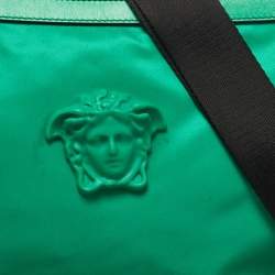 Versace Green Nylon and Leather Medusa Crossbody Bag