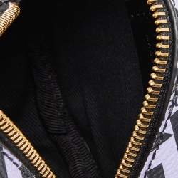 Versace Purple/Black La Greca Coated Canvas and Leather Round Zip Pouch