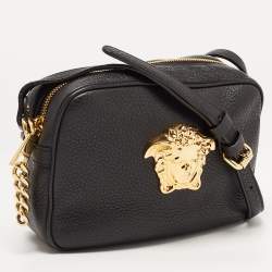 مملوكة مسبقًا Versace Black Leather Medusa Camera Crossbody Bag