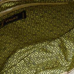 Pre Owned Versace Gold/Brown Leather Studded Front Pocket Bag