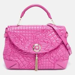 Versace Majenta Barocco Leather Altea Top Handle Bag