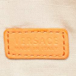Pre Owned Versace Orange/Purple Leather Medusa Embossed Slim Clutch