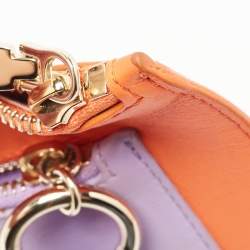 Pre Owned Versace Orange/Purple Leather Medusa Embossed Slim Clutch