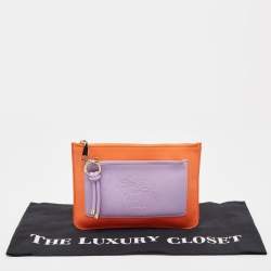Pre Owned Versace Orange/Purple Leather Medusa Embossed Slim Clutch