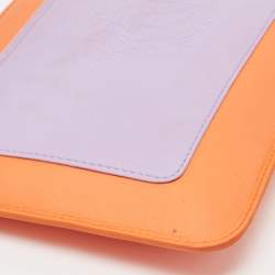 Pre Owned Versace Orange/Purple Leather Medusa Embossed Slim Clutch