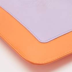 Pre Owned Versace Orange/Purple Leather Medusa Embossed Slim Clutch