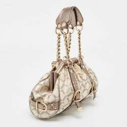 Versace Olive Green/Cream Signature Fabric and Leather Madonna Frame Satchel