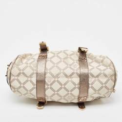 Versace Olive Green/Cream Signature Fabric and Leather Madonna Frame Satchel