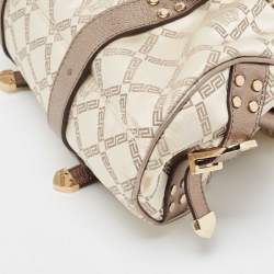 Versace Olive Green/Cream Signature Fabric and Leather Madonna Frame Satchel