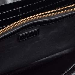Pre Owned Versace Black Leather Crystals La Medusa Chain Clutch