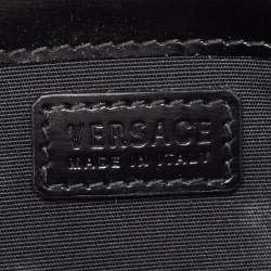 Pre Owned Versace Black Leather Crystals La Medusa Chain Clutch