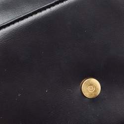 Pre Owned Versace Black Leather Crystals La Medusa Chain Clutch