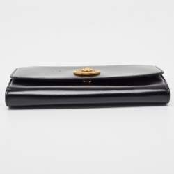 Pre Owned Versace Black Leather Crystals La Medusa Chain Clutch