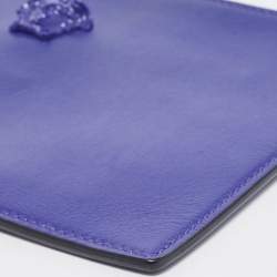 Pre Owned Versace Indigo Leather La Medusa Wristlet Pouch