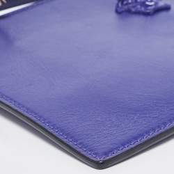 Pre Owned Versace Indigo Leather La Medusa Wristlet Pouch