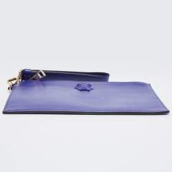 Pre Owned Versace Indigo Leather La Medusa Wristlet Pouch