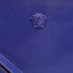 Pre Owned Versace Indigo Leather La Medusa Wristlet Pouch