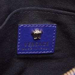 Pre Owned Versace Indigo Leather La Medusa Wristlet Pouch