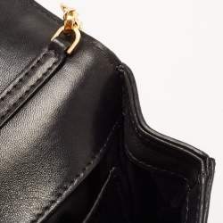 Pre Owned Versace Black Leather La Medusa Flap Chain Clutch