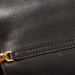 Pre Owned Versace Black Leather La Medusa Flap Chain Clutch