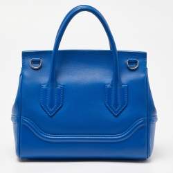 Pre Owned Versace Blue Leather Empire Palazzo Tote
